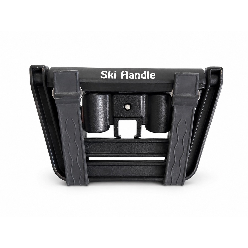 Vintage Ski Handle Carrier Tool Black Plastic Rubber Straps Portable Gear Grip